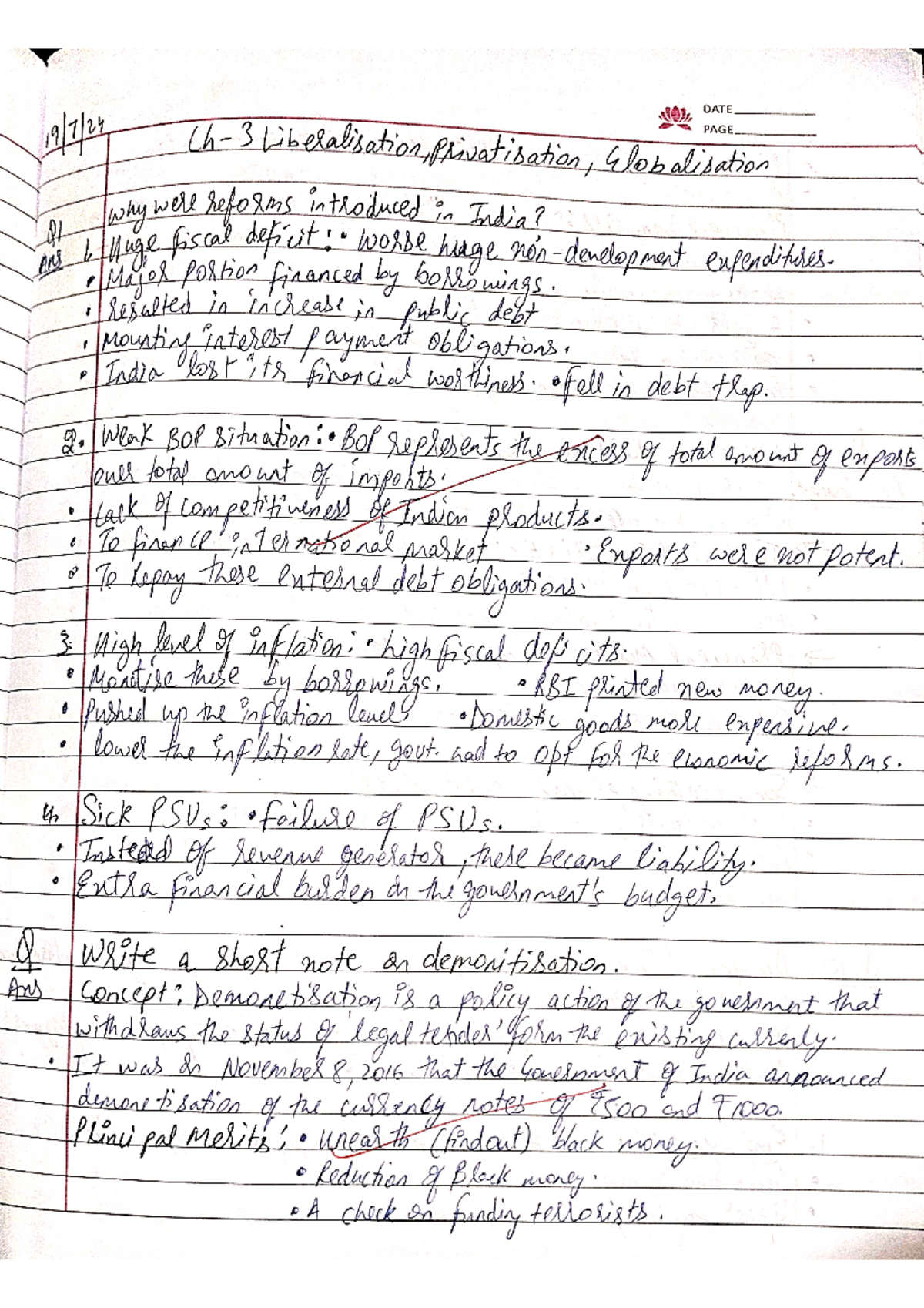 Indian Economics Ch 3 & 4 Study Notes and Key Concepts - Studocu