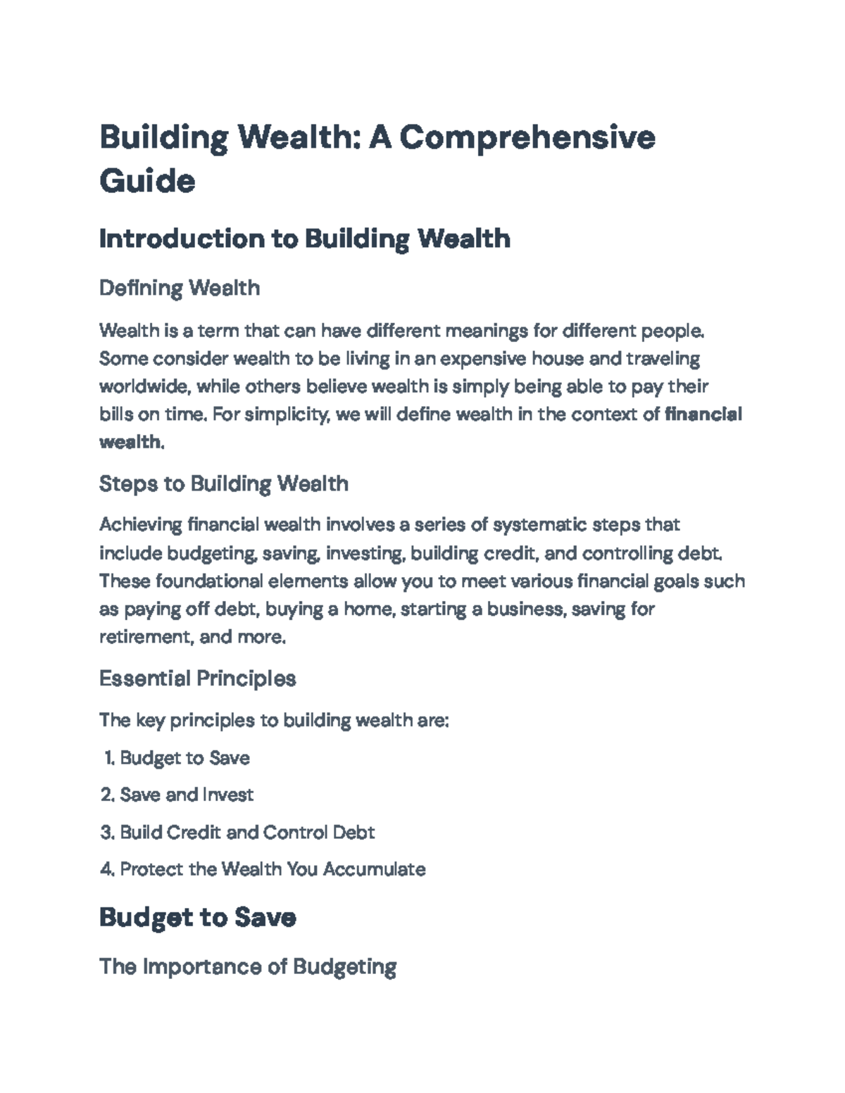 Building Wealth: Essential Steps and Principles for Financial Security ...