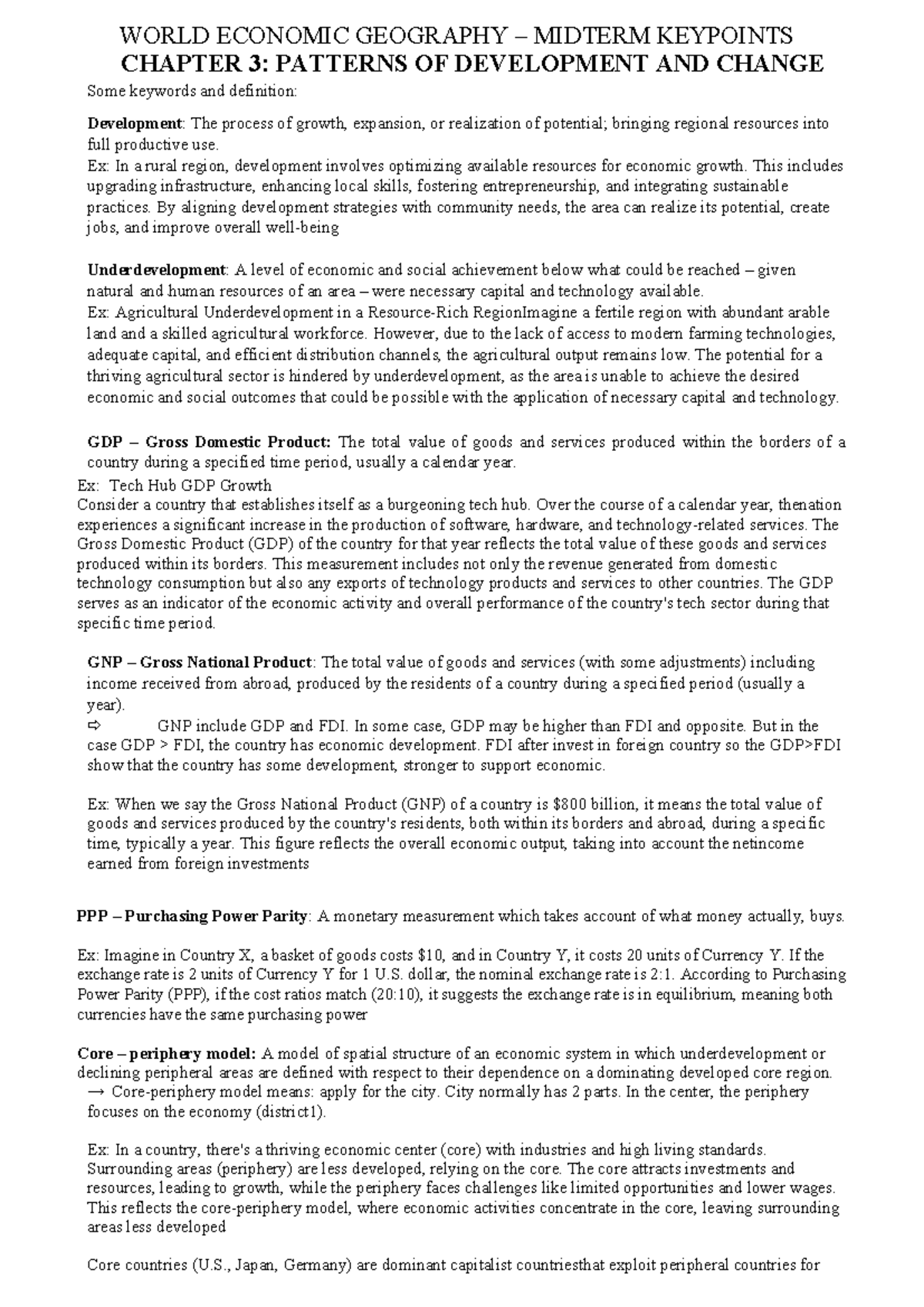 WEG 101: Midterm Keypoints on Development Patterns and Change - Studocu