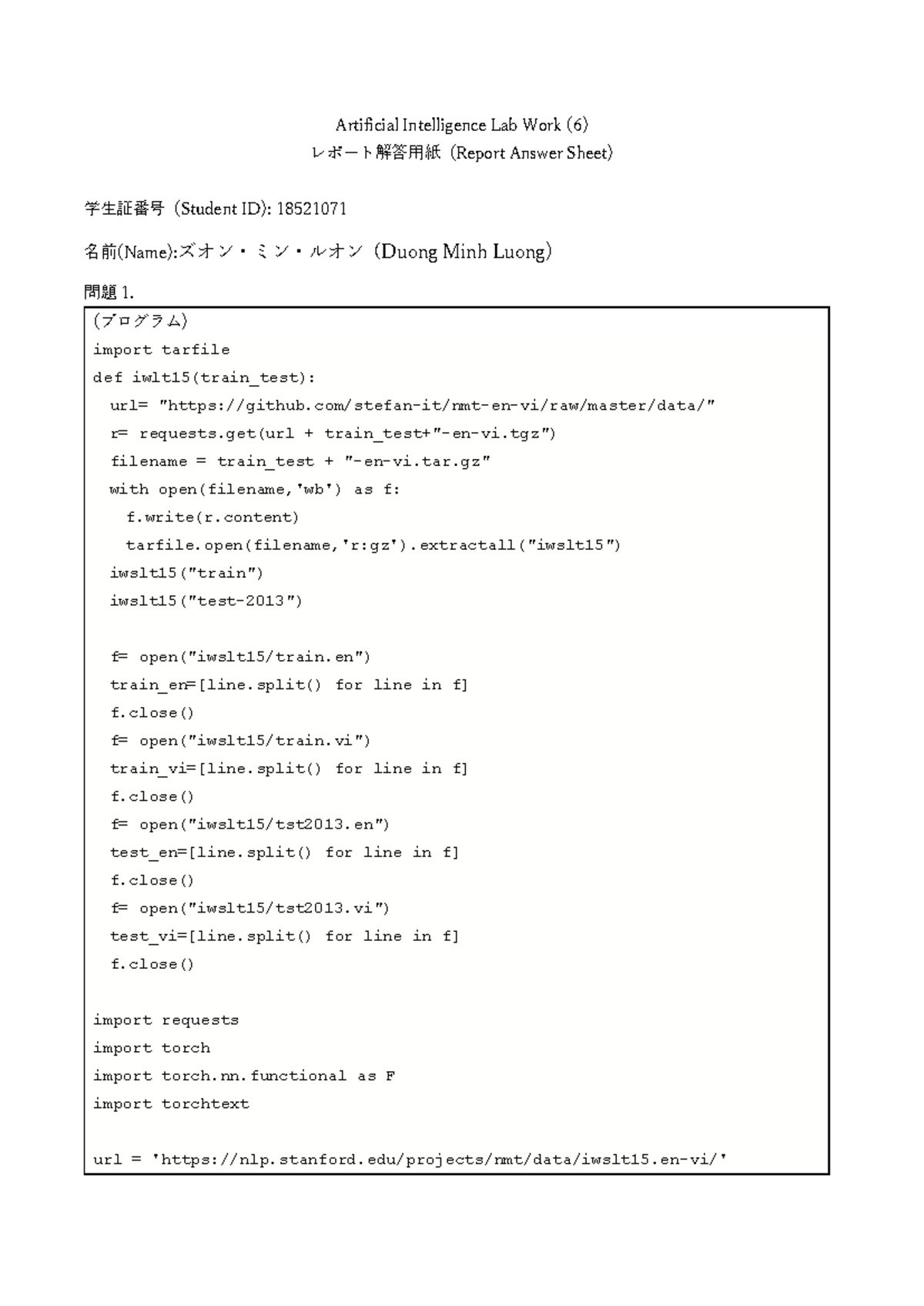 Artificial Intelligence Lab Work (6) Report and Code Solutions - Studocu