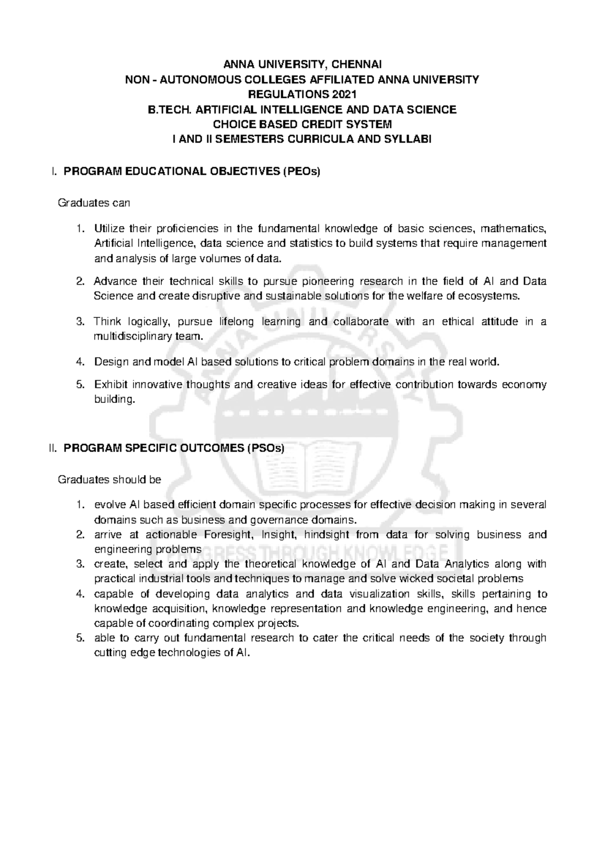 Anna University B.Tech AI & Data Science Regulations 2021: Curricula ...
