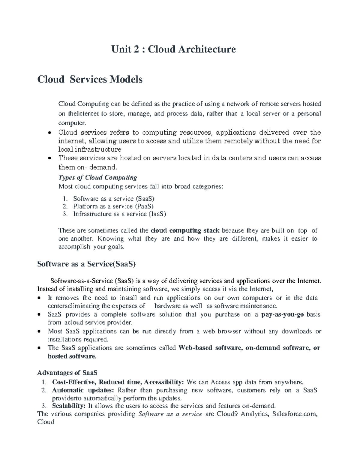 Cloud-unit2 - azma,x - Unit 2 : Cloud Architecture Cloud Services ...