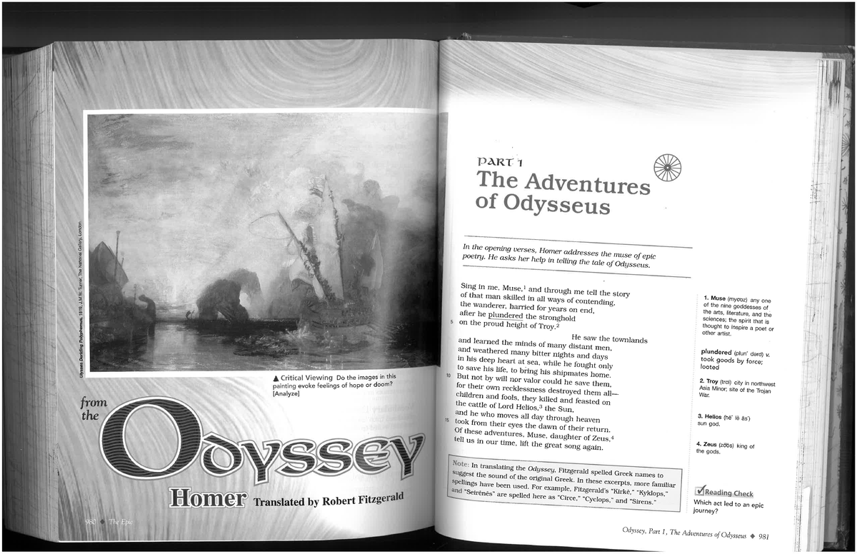 Odyssey (ENG 101): Part 1 - The Adventures of Odysseus Analysis - Studocu