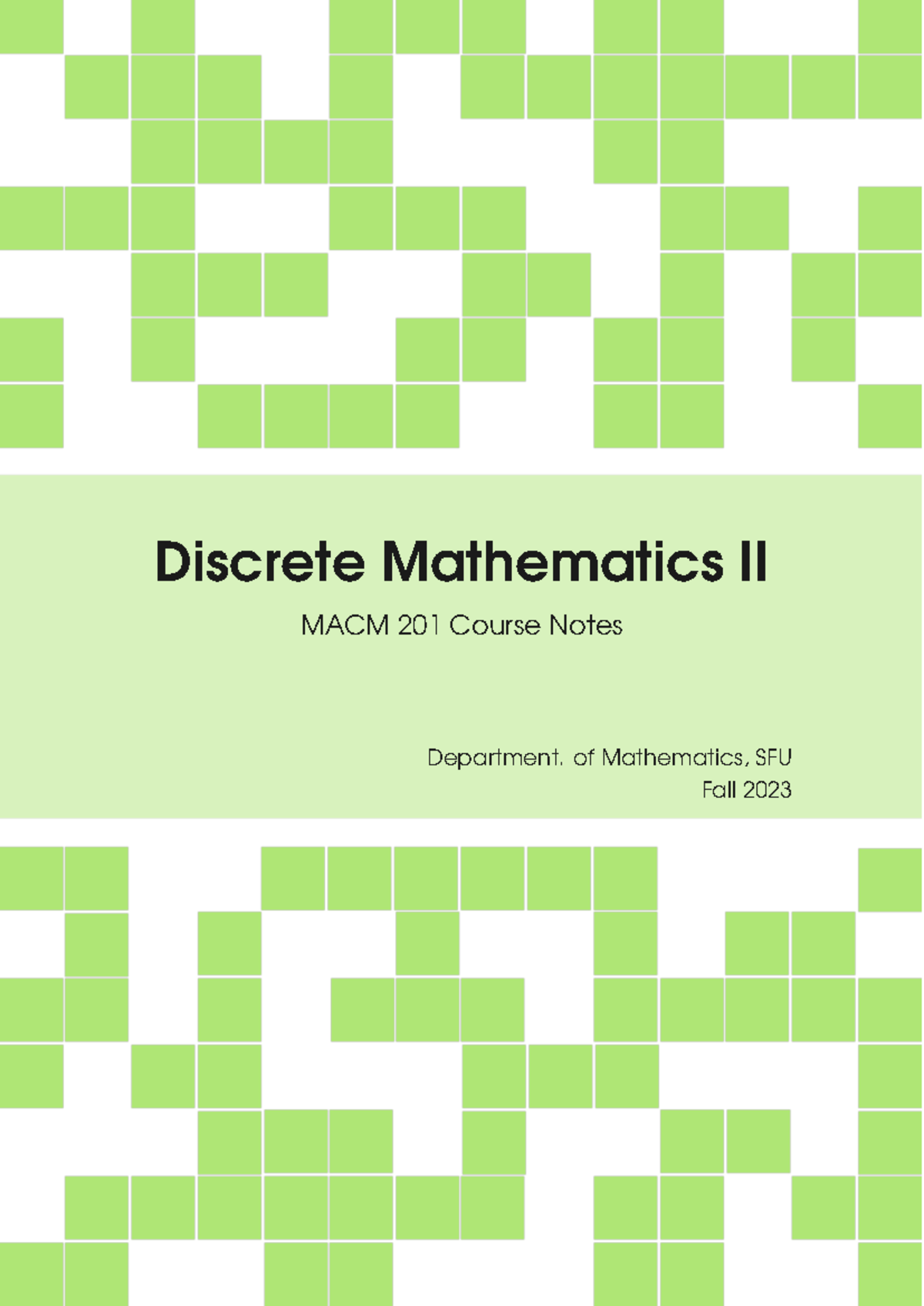 MACM 201 Discrete Mathematics II Course Notes - Studocu