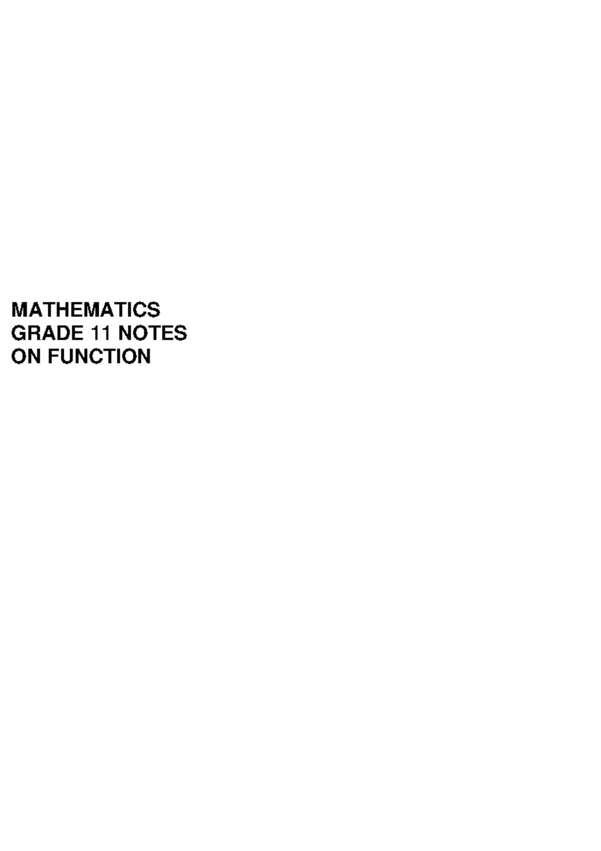 Mathematics G11 Final Exam Study Notes - Understanding Functions - Studocu