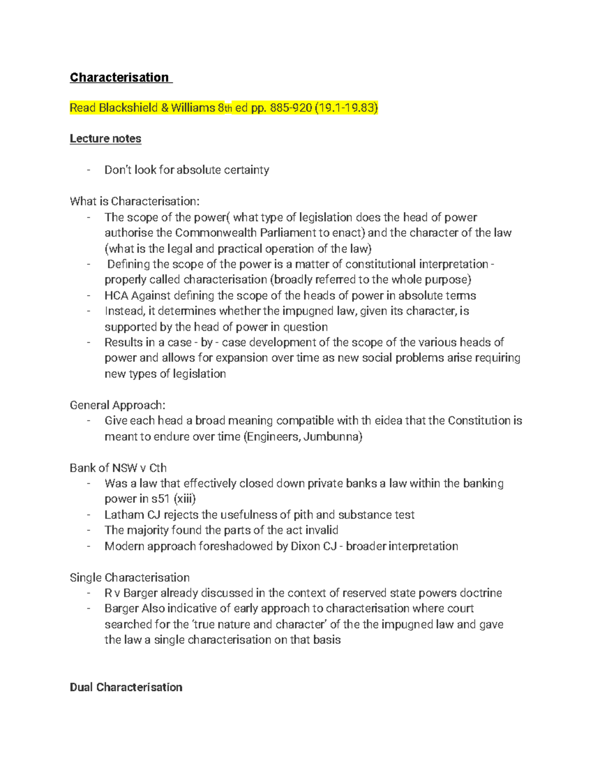Class 2A - Characterisation - Characterisation Read Blackshield ...