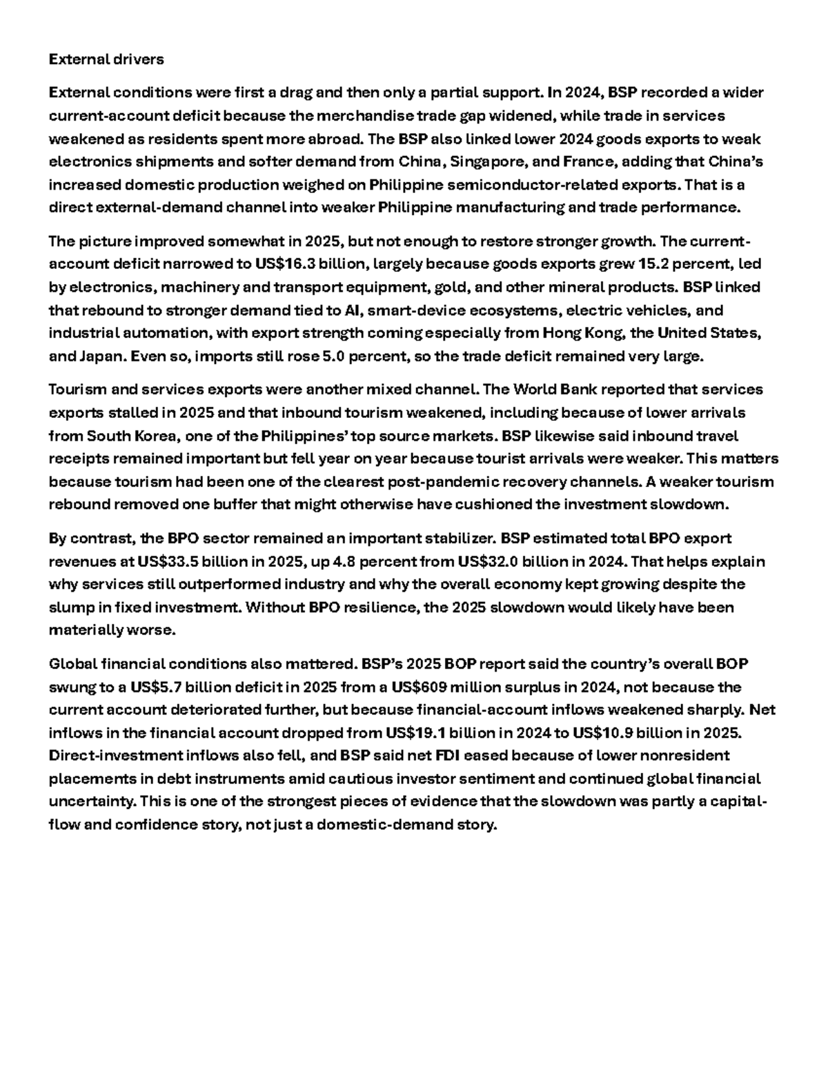 BSP Economic Analysis: External Drivers Impacting Trade (2024-2025 ...
