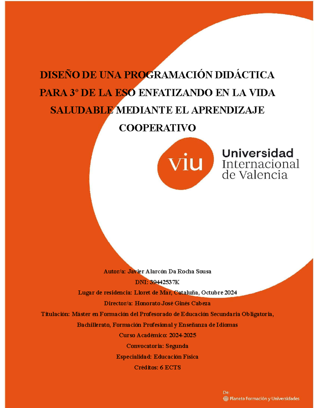 Programación Didáctica de Educación Física para 3º ESO: Vida Saludable y - Document Preview