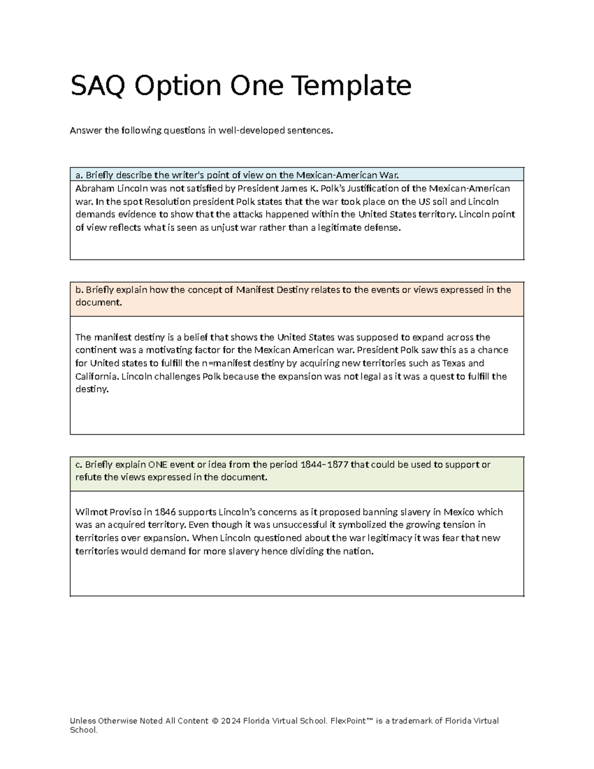 Saq option 1 template acquisitions - SAQ Option One Template Answer the ...