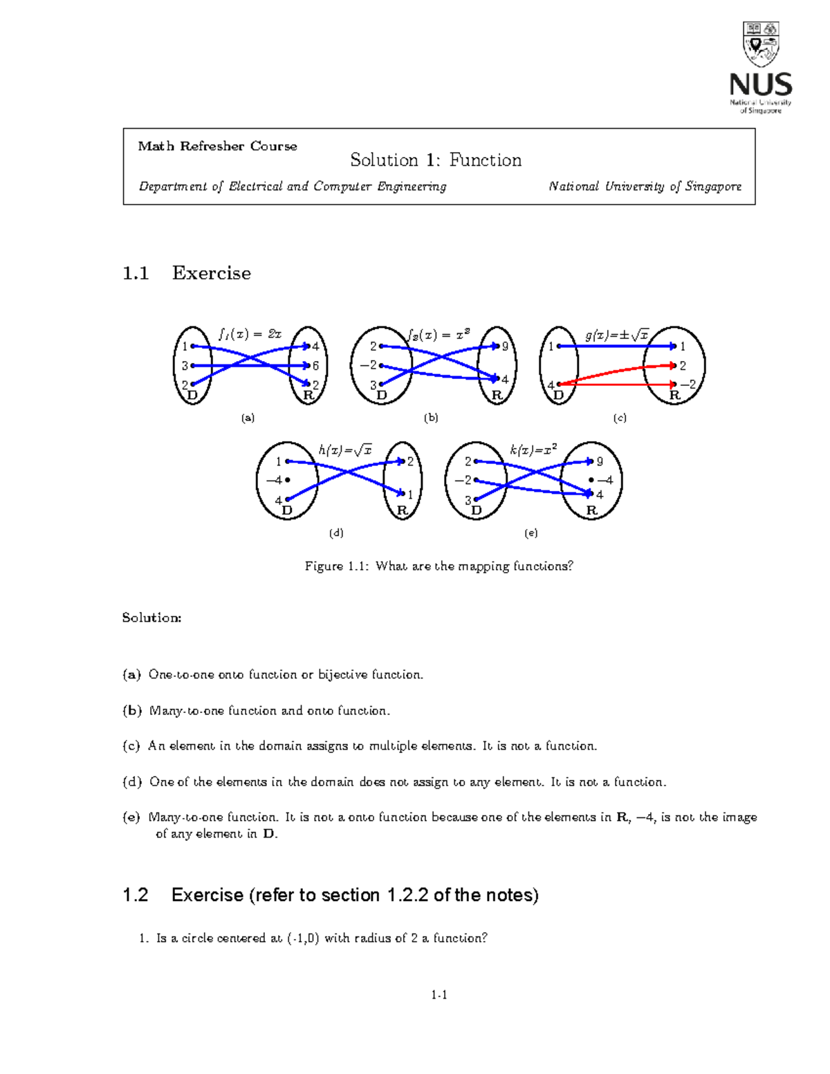 Lecture 1: Function Solutions for Math Refresher Course - Studocu