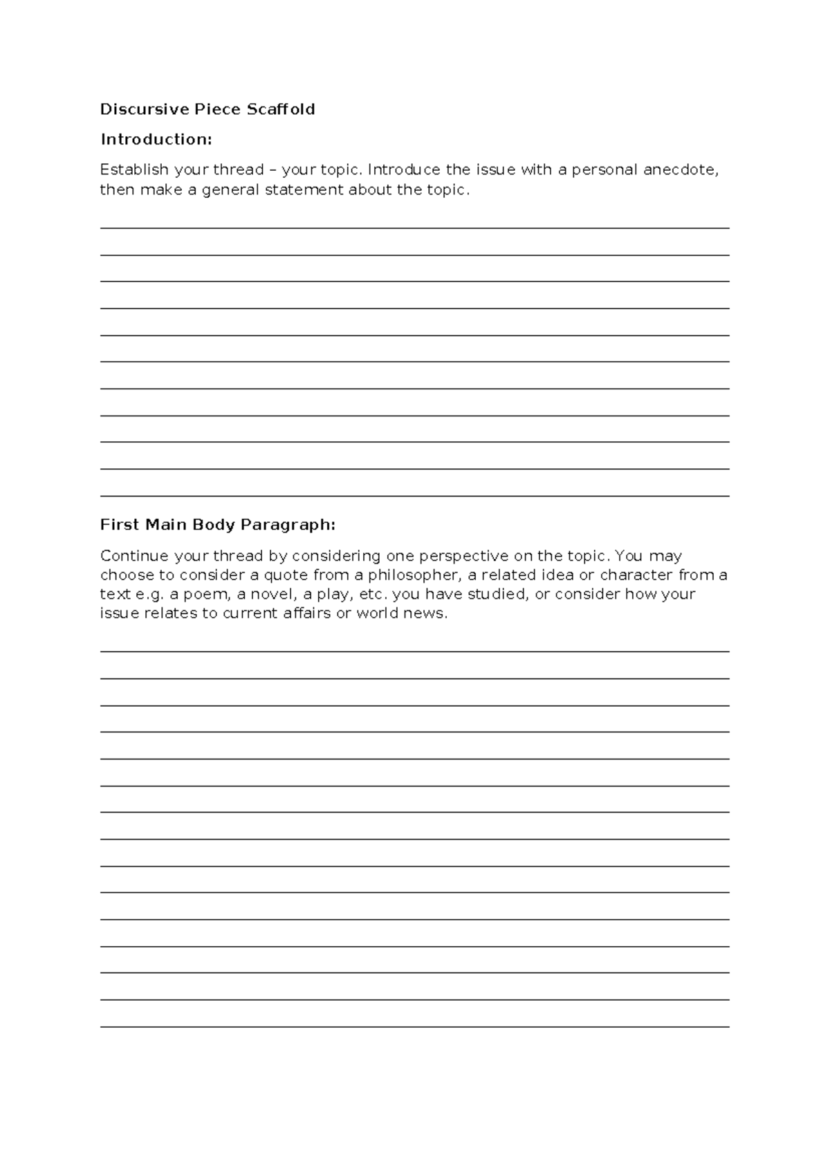 Discursive Piece Scaffold: Structuring Your Argument Effectively - Studocu