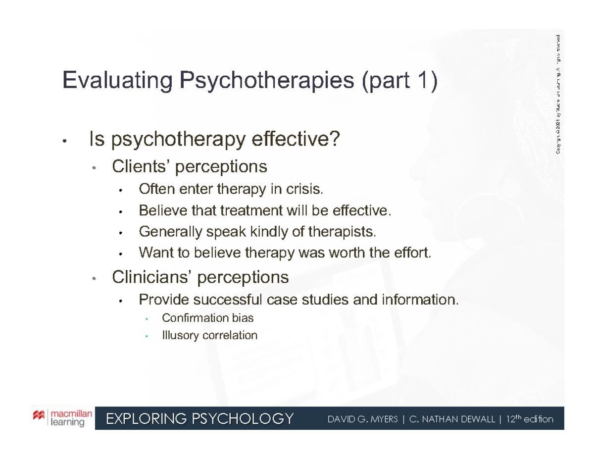 Evaluating Psychotherapies: Effectiveness and Treatment Approaches (PSY ...