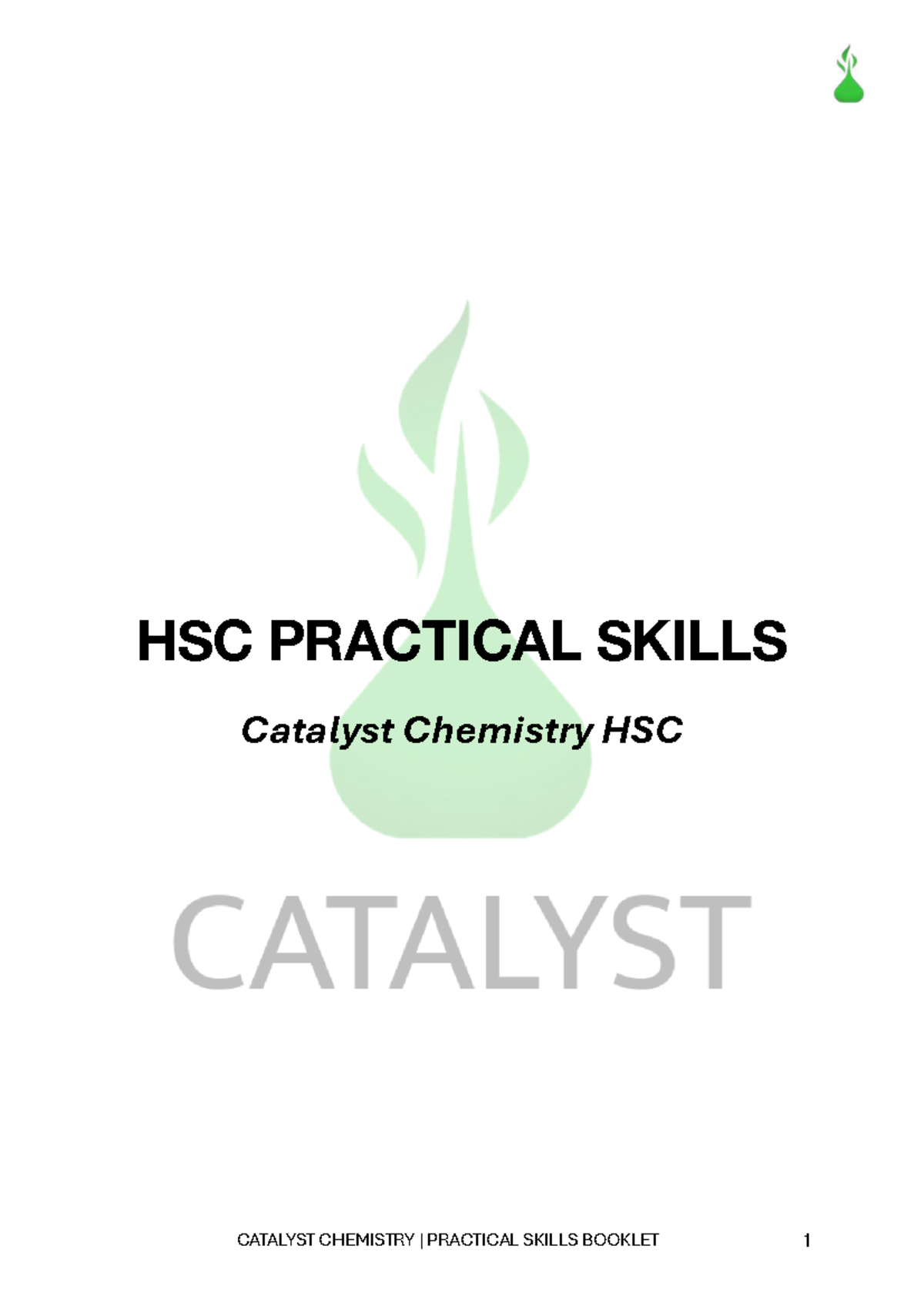 HSC CATALYST CHEMISTRY PRACTICAL SKILLS GUIDE & STRATEGIES - Studocu