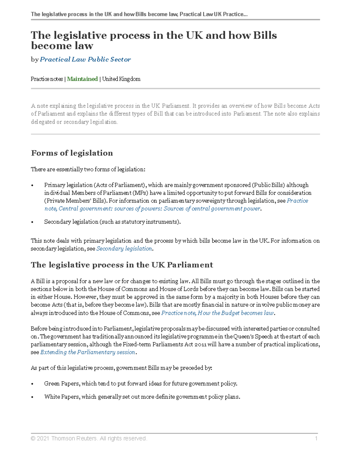 UK Legislative Process: How Bills Become Law - Practical Law Notes ...