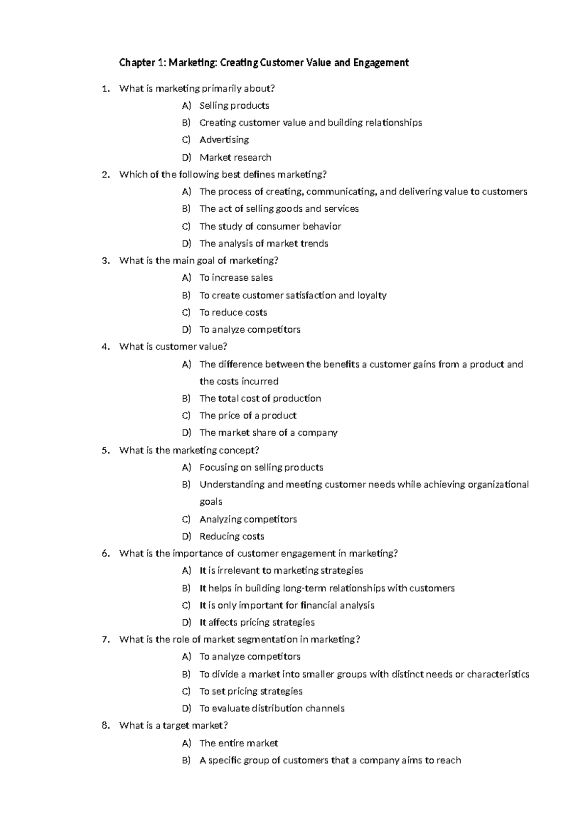 MC - MAR Chapter 1 - Multiple Choice Questions & Answers - Studocu