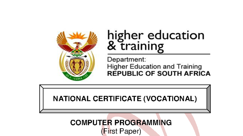 NC530 - Computer Programming NQF L4 First Paper QP 2019 - Studocu