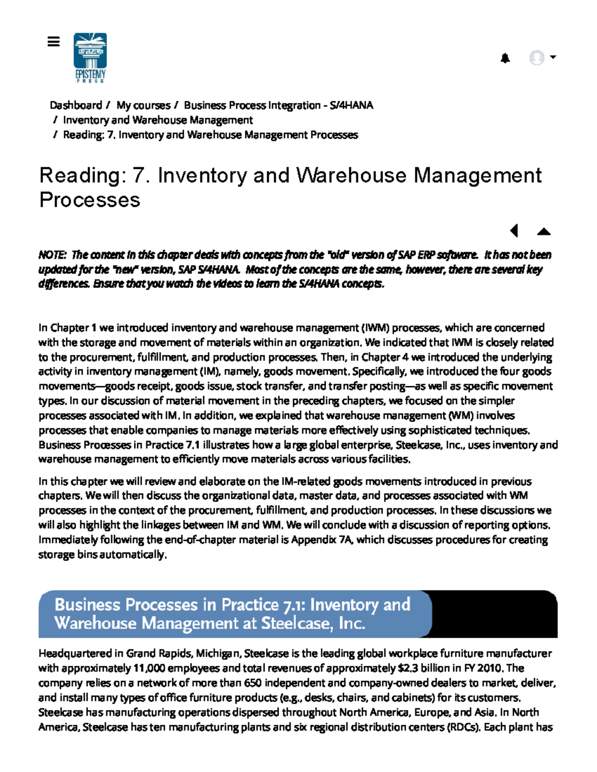 Ch 07 - MCQ & True/False Qs for BPI Inventory & Warehouse Mgmt - Studocu