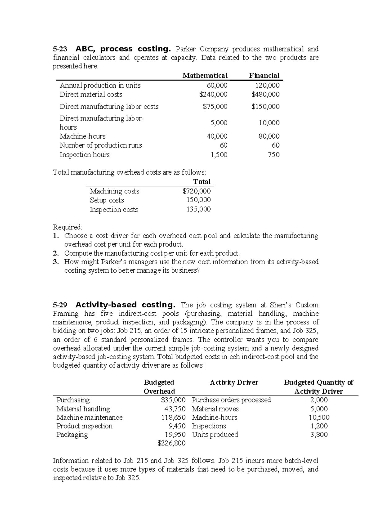 Chapter 5 Selected Problems on ABC & Costing (16th Edition) - Studocu