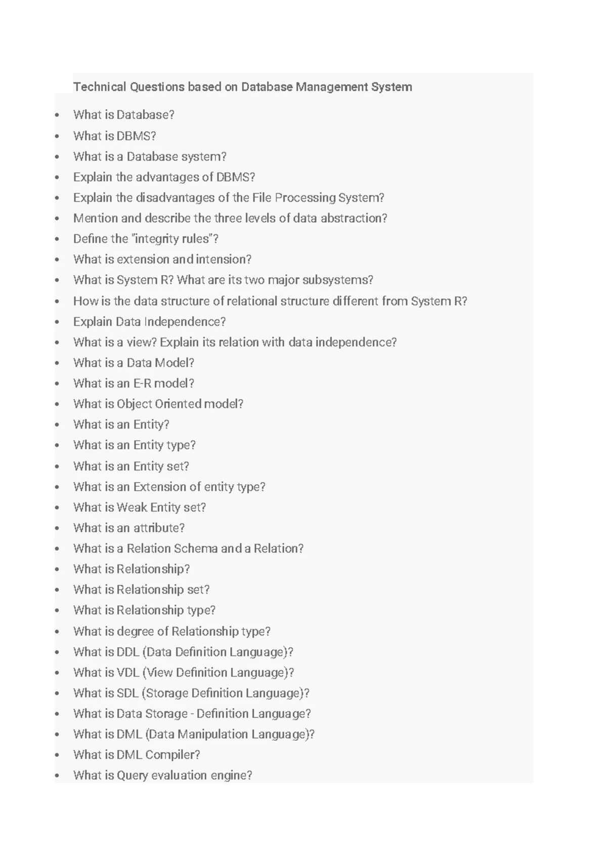 Core JAVA Technical Questions and Concepts Examination Guide - Studocu