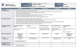 DLL English 6 Q3 W4: Daily Lesson Log for Grade 6 English - Studocu