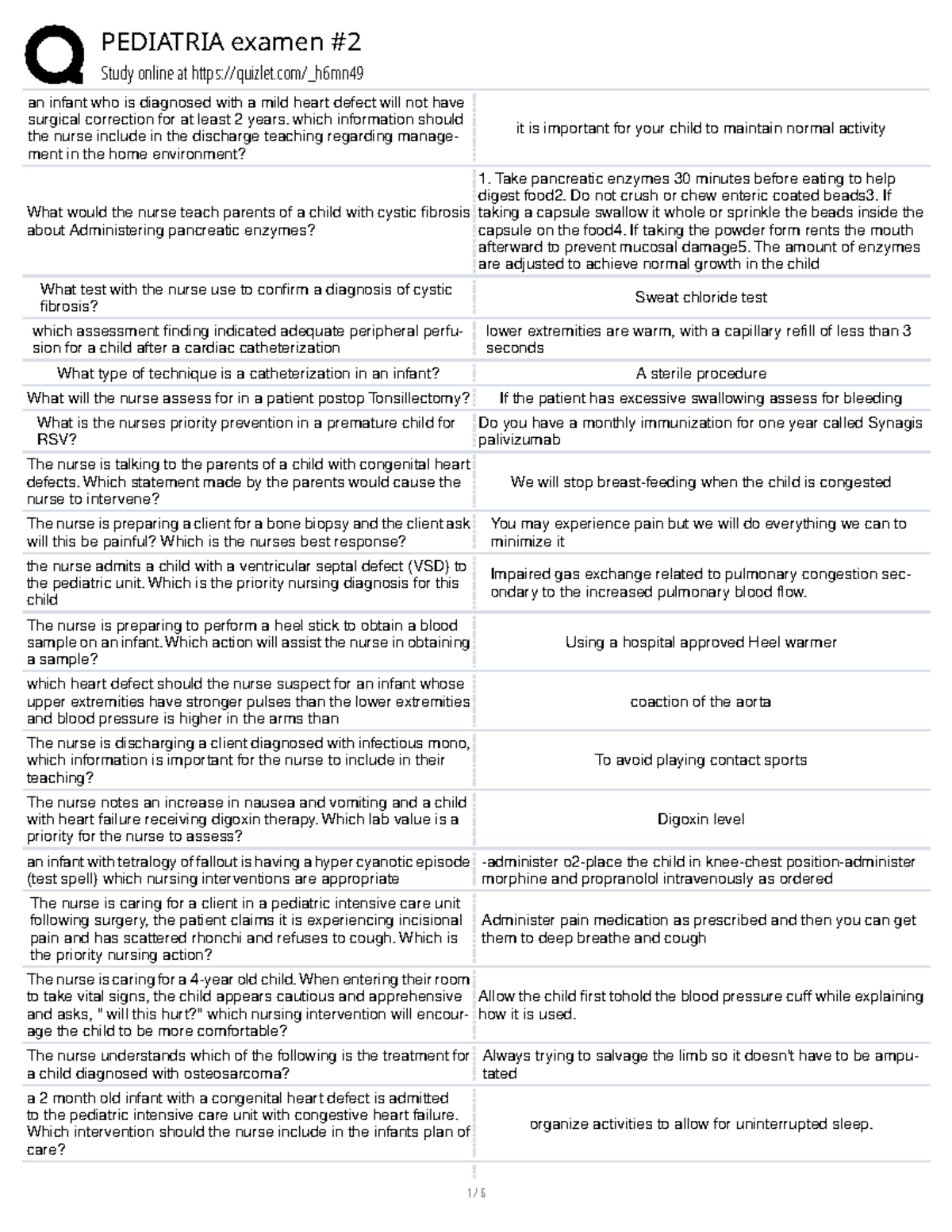 PEDIATRIA Examen Study Guide: Key Concepts for Pediatric Nursing - Studocu