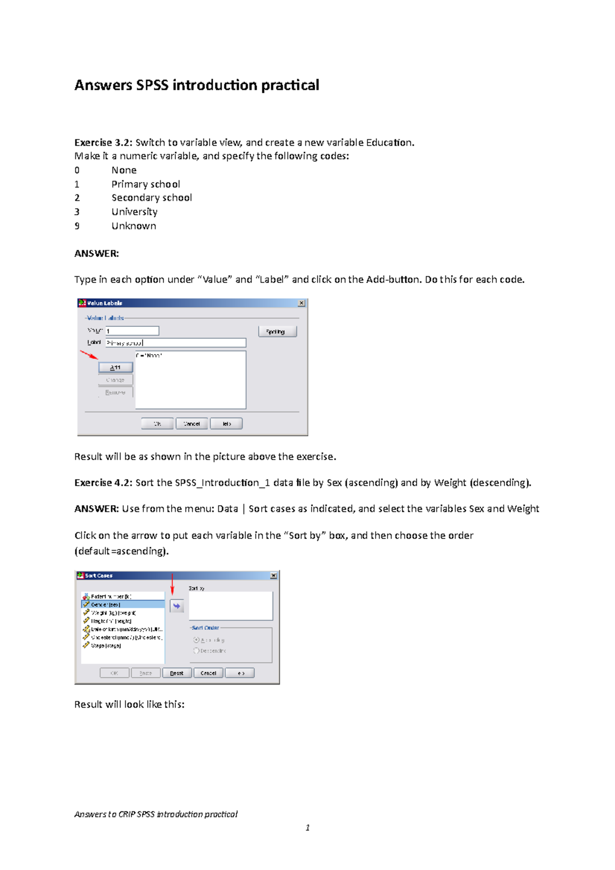 Practical - answers spss introduction practical - Answers SPSS ...
