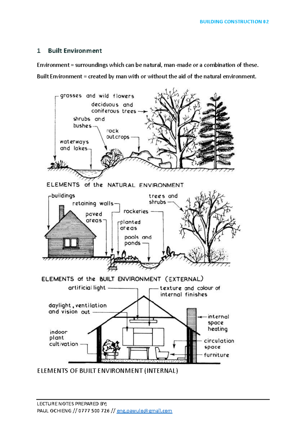 Building Construction 02: Lecture Notes on Built Environment and ...