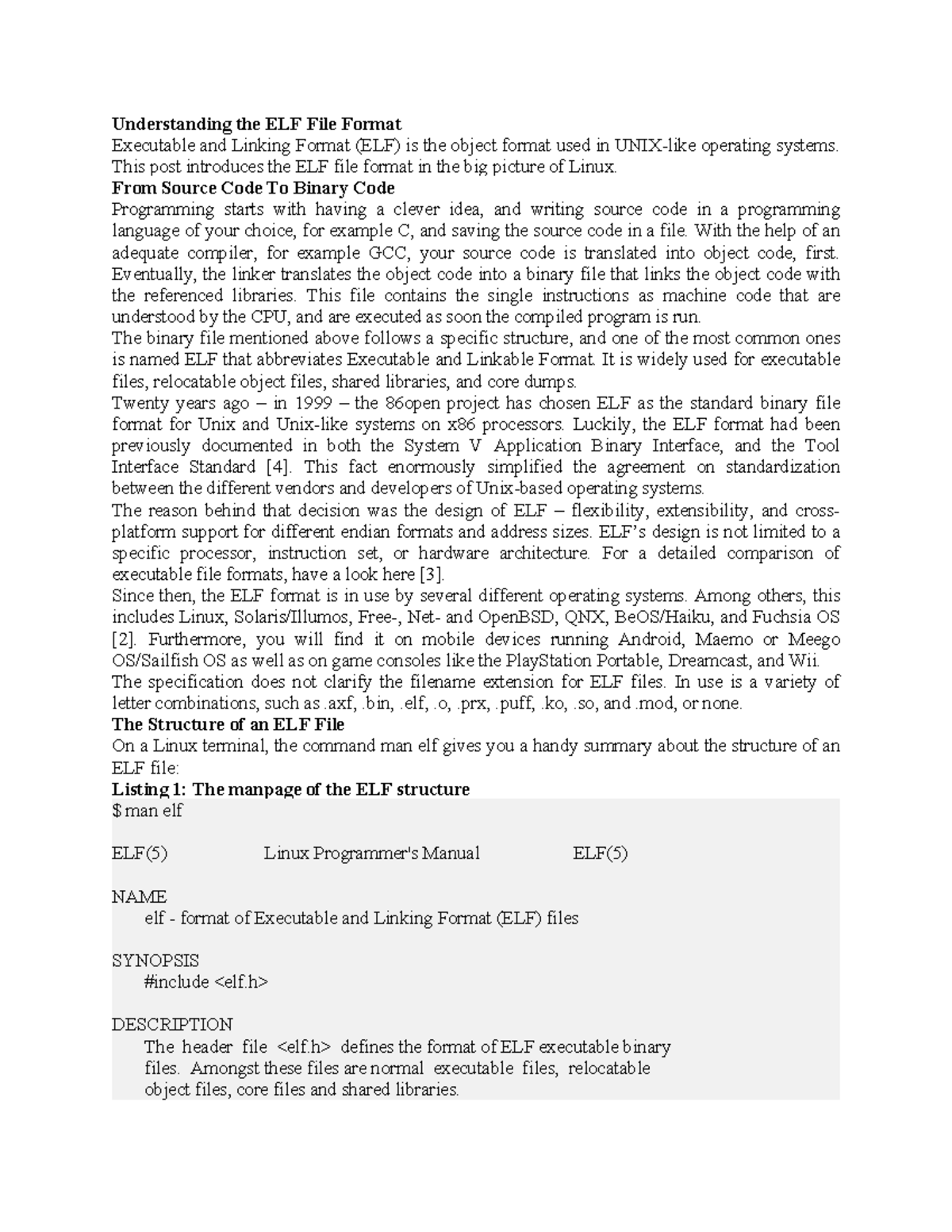 Understanding the ELF File Format for UNIX-like OS: A Comprehensive ...