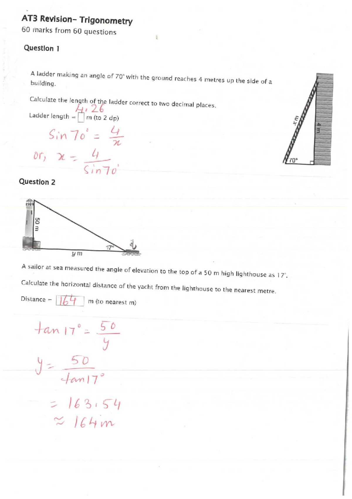 Solutions for AT3 Trigonometry Revision (60 Marks) - Studocu