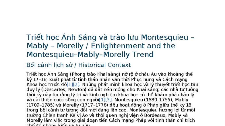 Triết học Ánh Sáng và Trào Lưu Montesquieu, Mably, Morelly (Khai Sáng ...