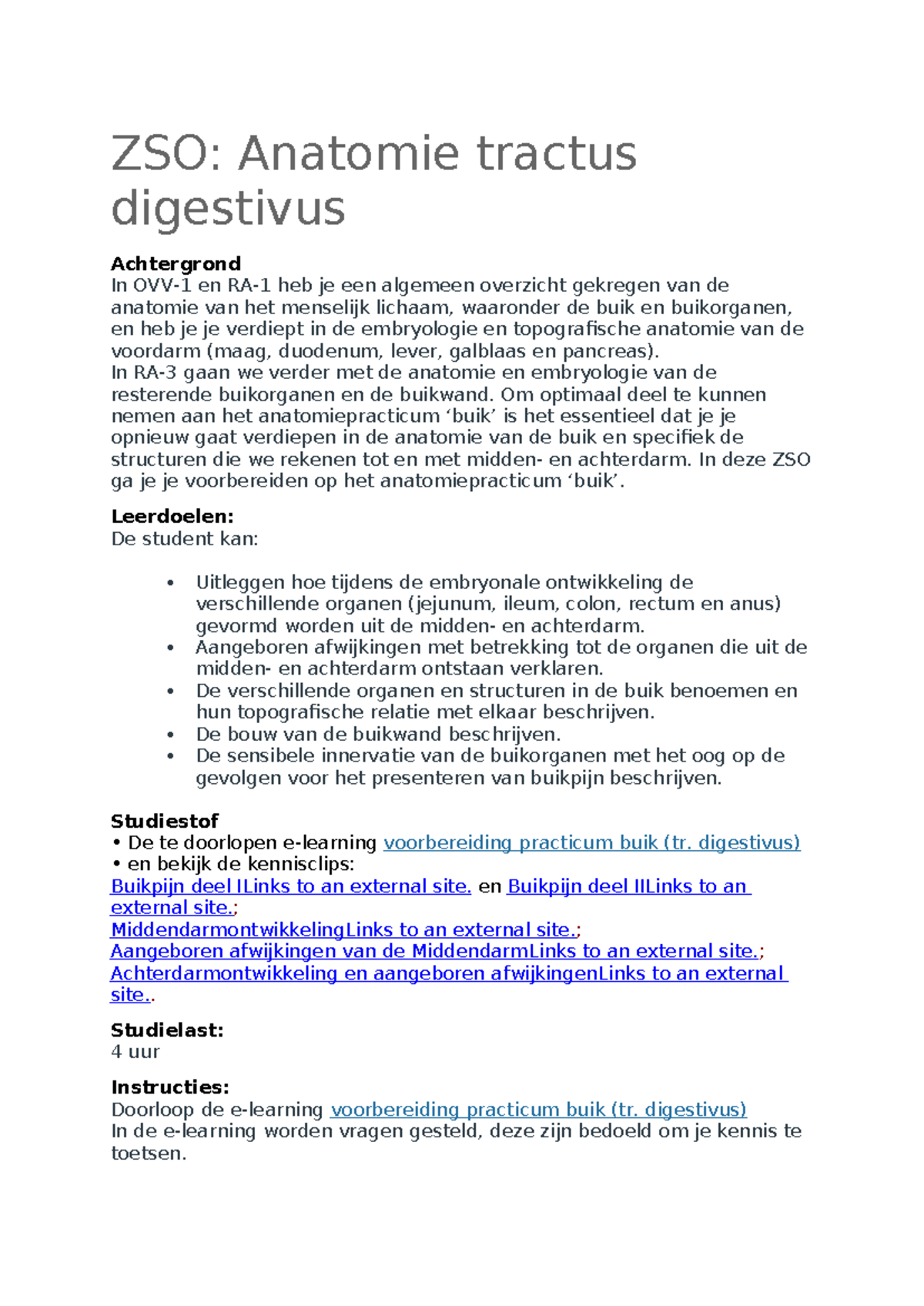 ZSO Anatomie: Voorbereiding Practicum Buik en Tractus Digestivus ...