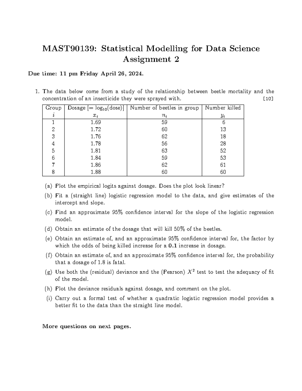 MAST90139 Assignment2 - MAST90139: Statistical Modelling for Data ...