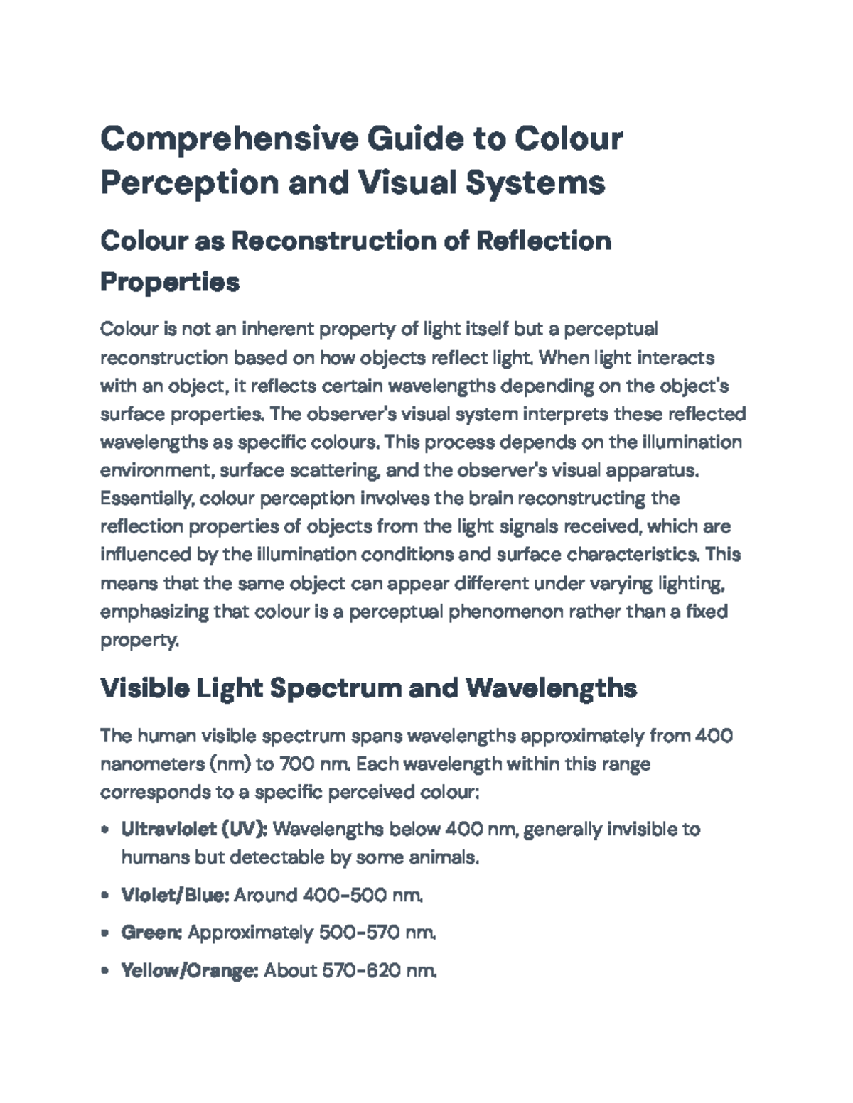 Comprehensive Study on Colour Perception & Visual Systems (PSY 101 ...