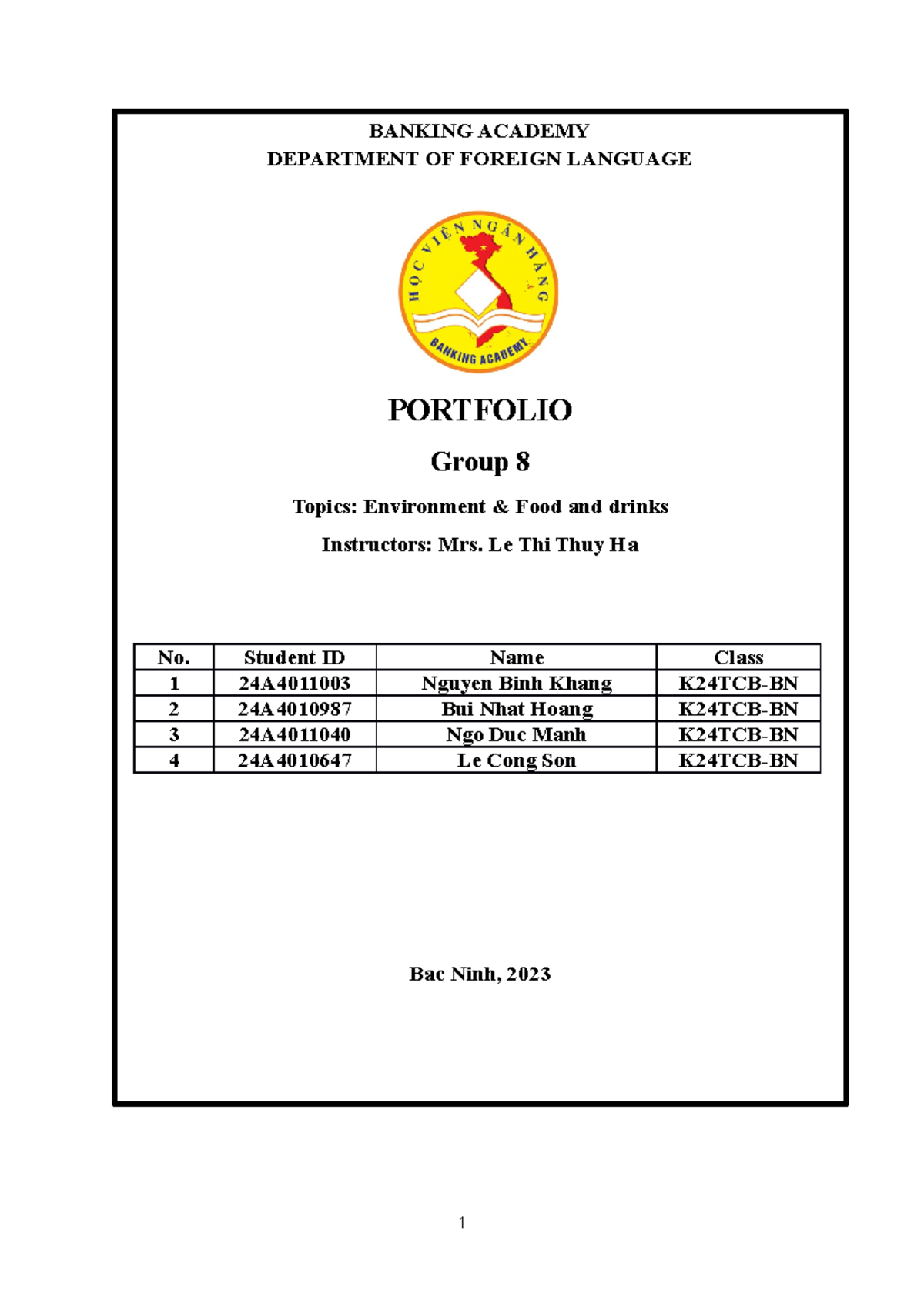 Group 8 Portfolio - Environment & Food Study Project - Studocu