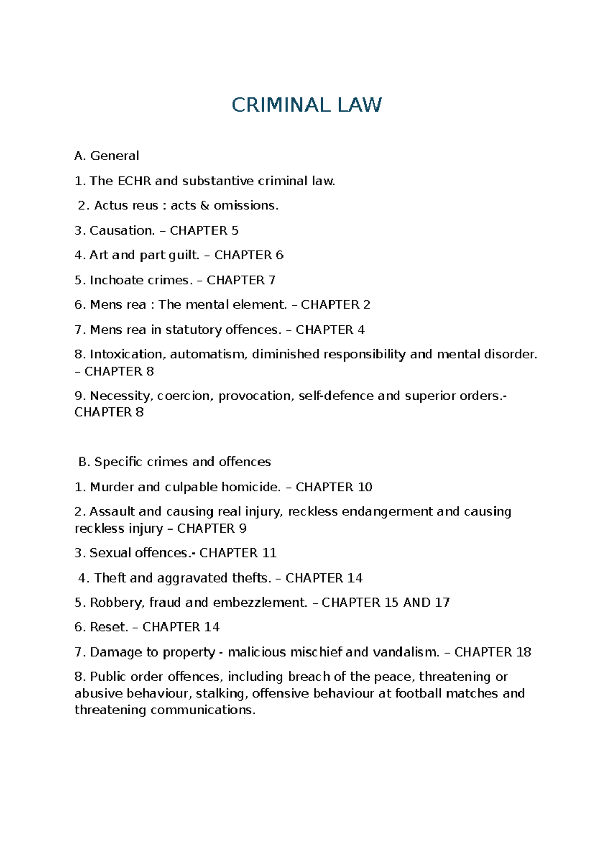 Criminal Law Notes - Essential Concepts and Case Studies - Studocu