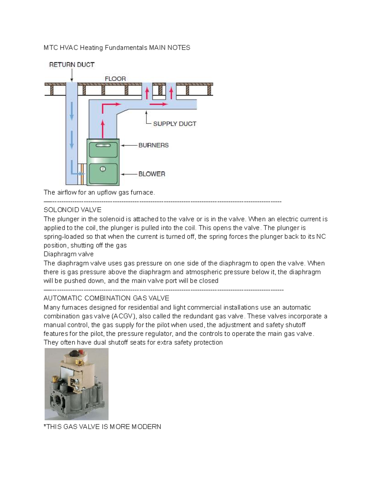 MTC HVAC Heating Fundamentals - Main Notes and Procedures - Studocu
