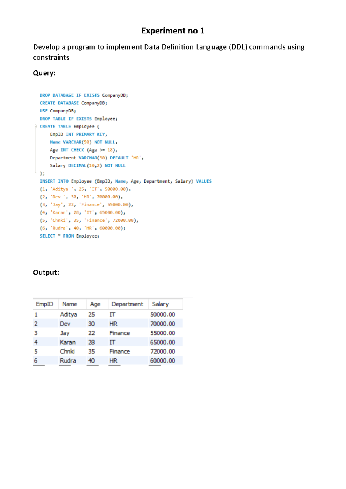 Dbms prac - File contain selected DBMS practical programs. - Develop a ...
