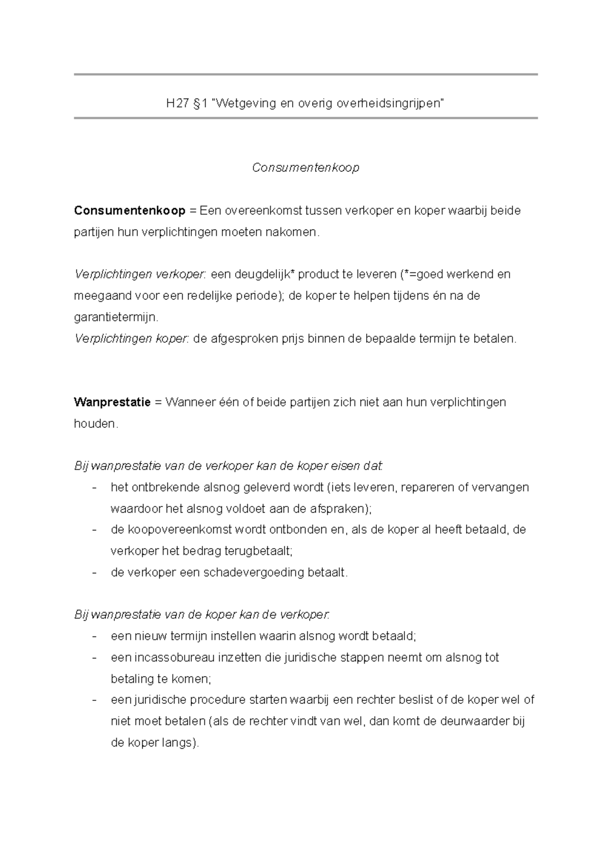 BECO - H27 Consumentenkoop en Overheidsbeleid in Balans - Studeersnel