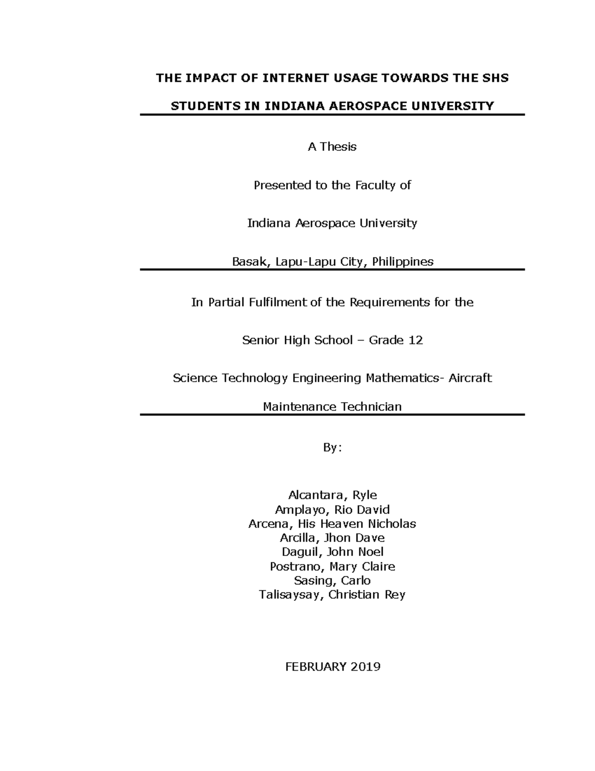THE IMPACT OF INTERNET USAGE ON SHS STUDENTS AT IAU: A THESIS - Studocu