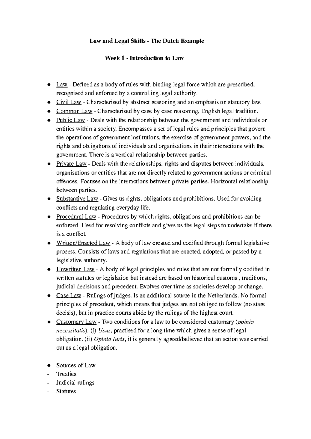 Law and Legal Skills (LAW101) - The Dutch Legal System Overview ...