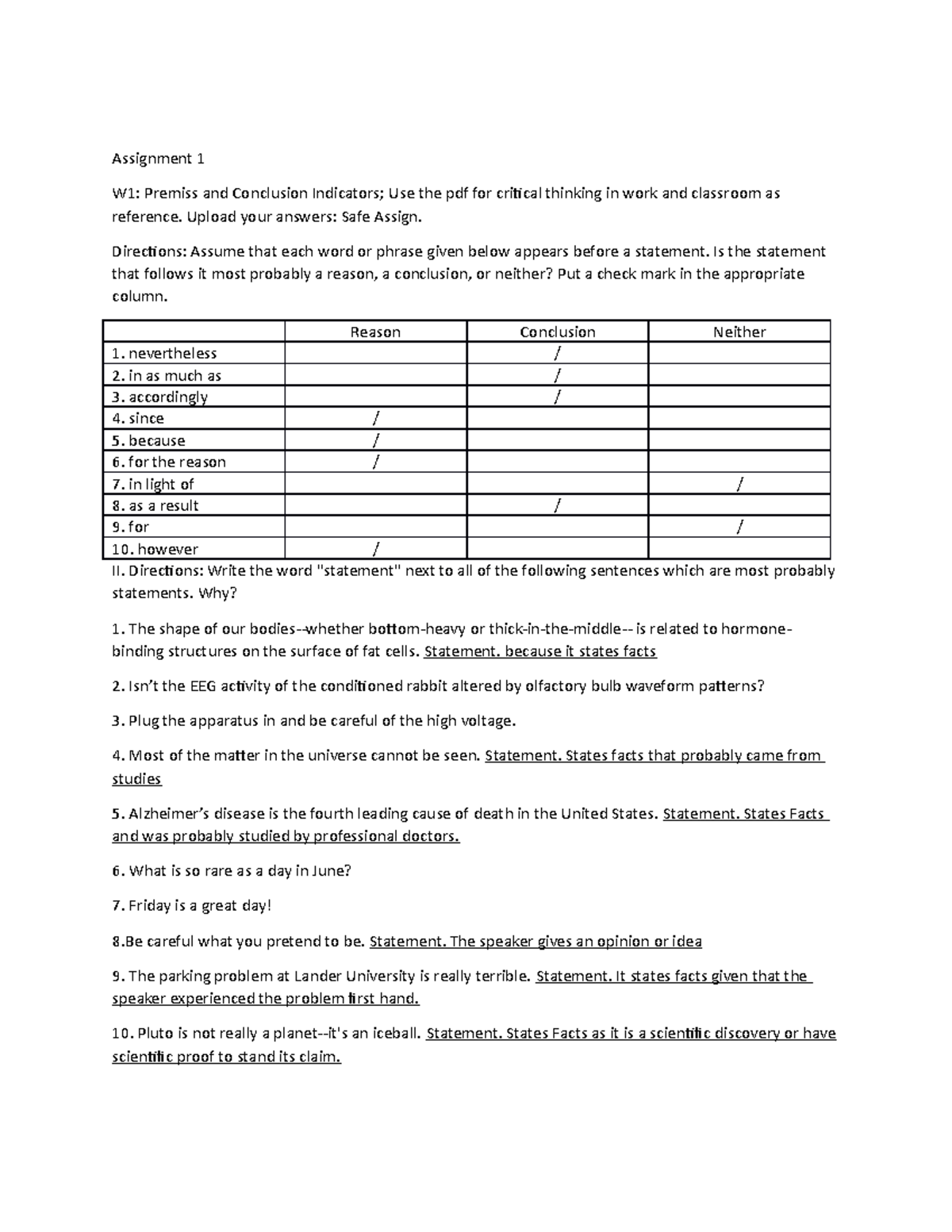 Assignment 1 Ethics - Assignment 1 W1: Premiss and Conclusion ...