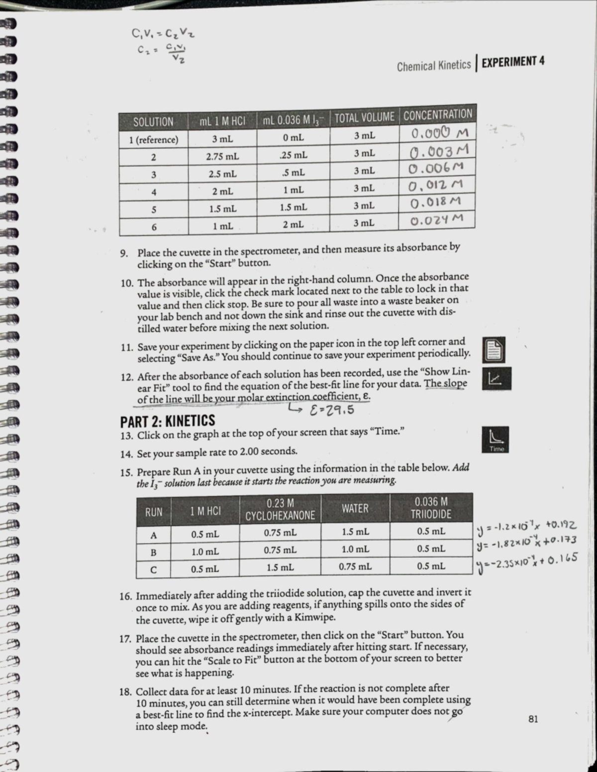 Chemical Kinetics I - LAB 4 Final Report on Experiment 4 Analysis - Studocu
