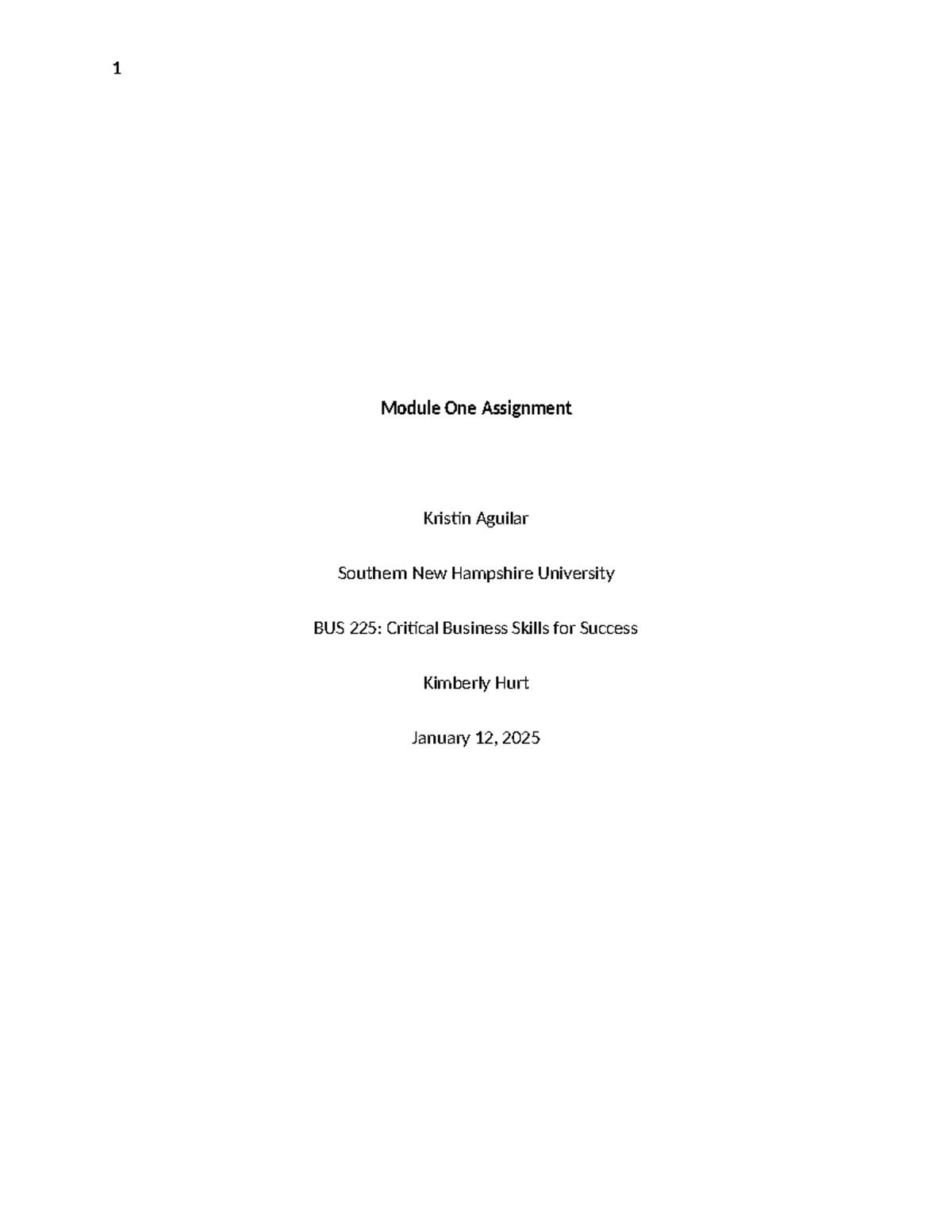 BUS225 Module One Assignment - Module One Assignment Kristin Aguilar ...