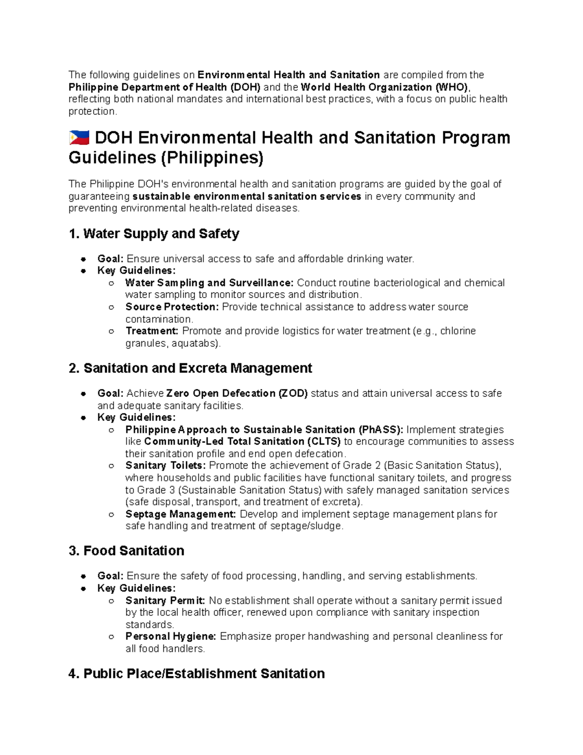 DOH Environmental Health and Sanitation Program Guidelines (EHSP) - Studocu