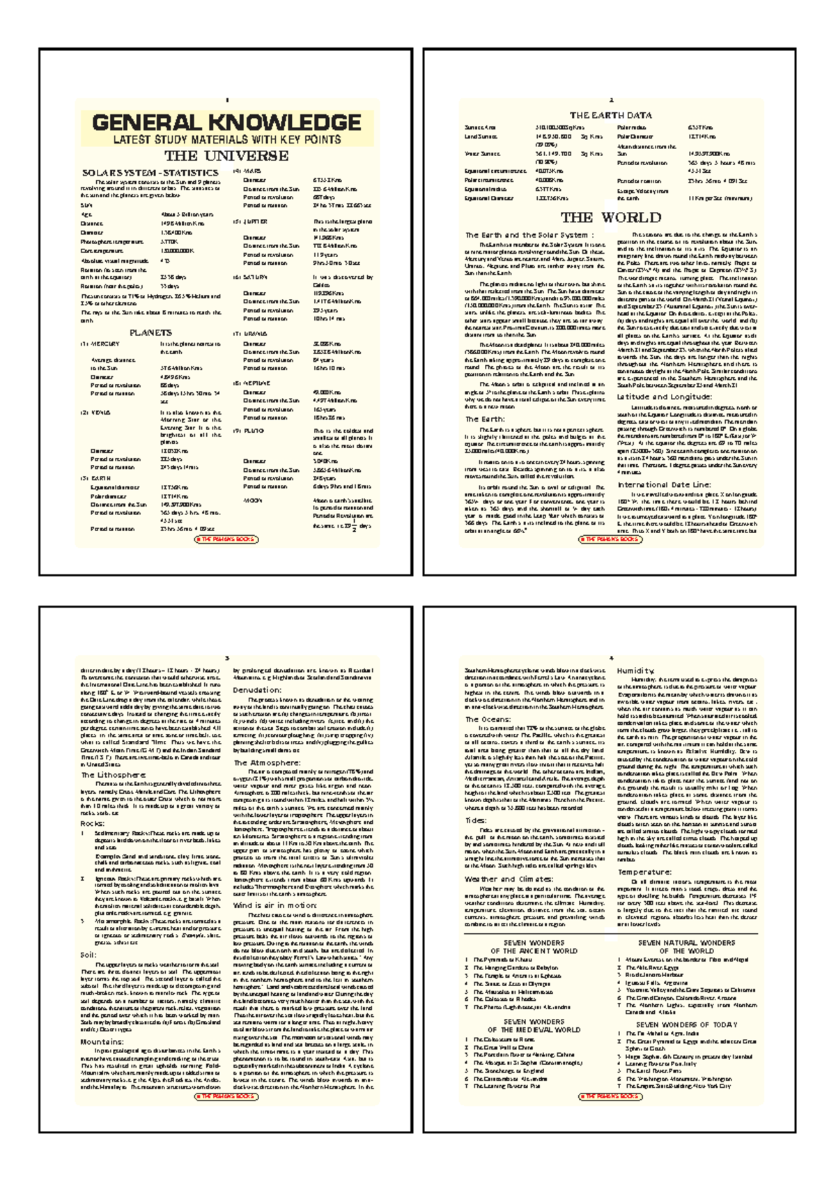 General Knowledge Study Material: The Earth and Beyond (1 2) - Studocu
