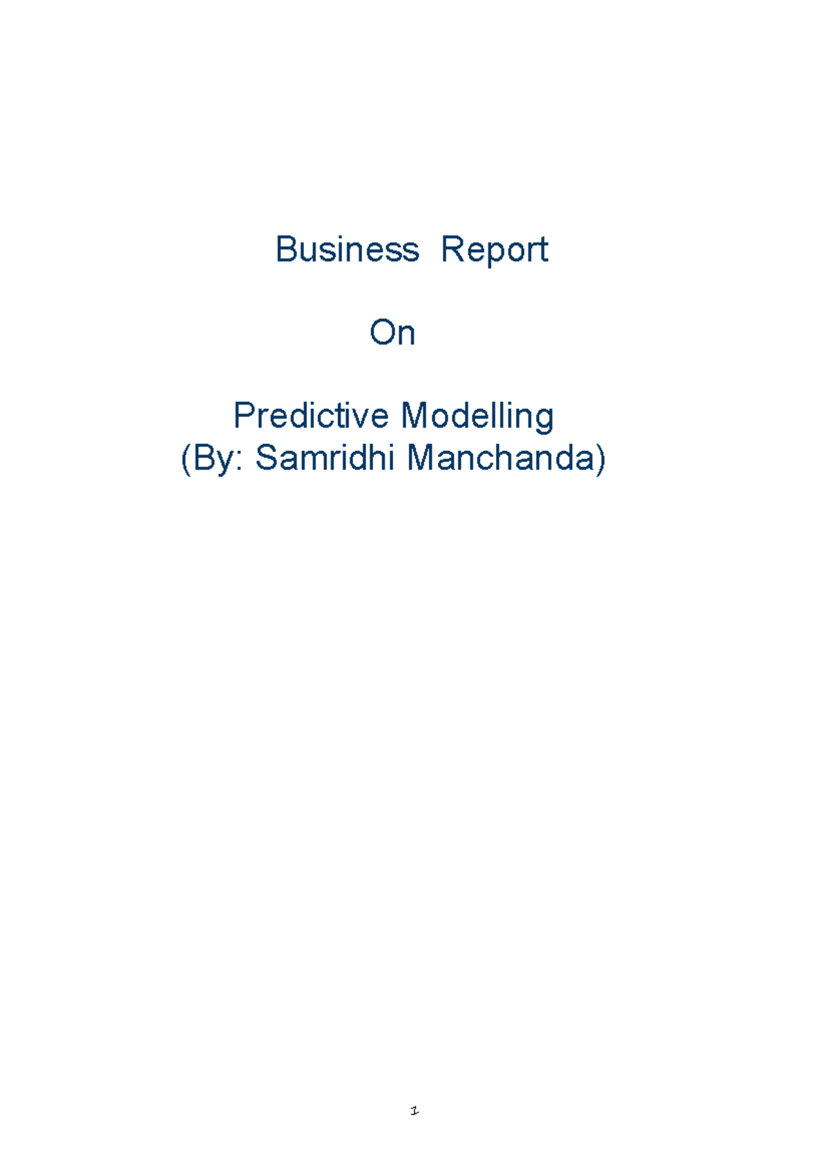 Predictive Modelling Project Report Final - Business Report On ...