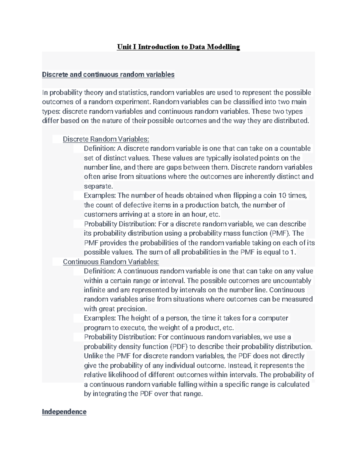 DMV Unit 1 Notes - B.E (AI&DS) SPPU SEM 7: Data Modelling Concepts ...