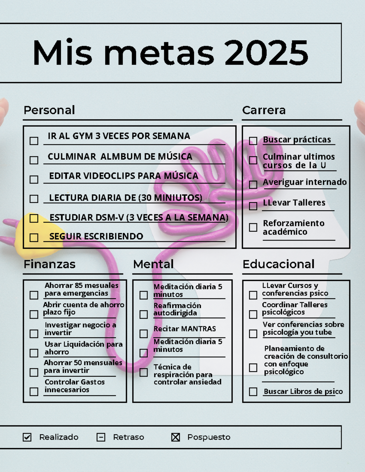Grey and Black Minimalist Simple My Goals 2025 A4 Document - Mis metas ...