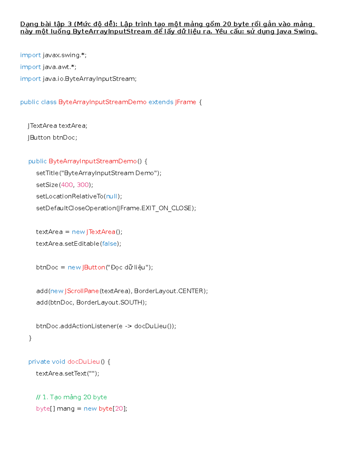 Dạng bài tập LTM - Lập trình mảng máy tính: Java Swing & Socket ...