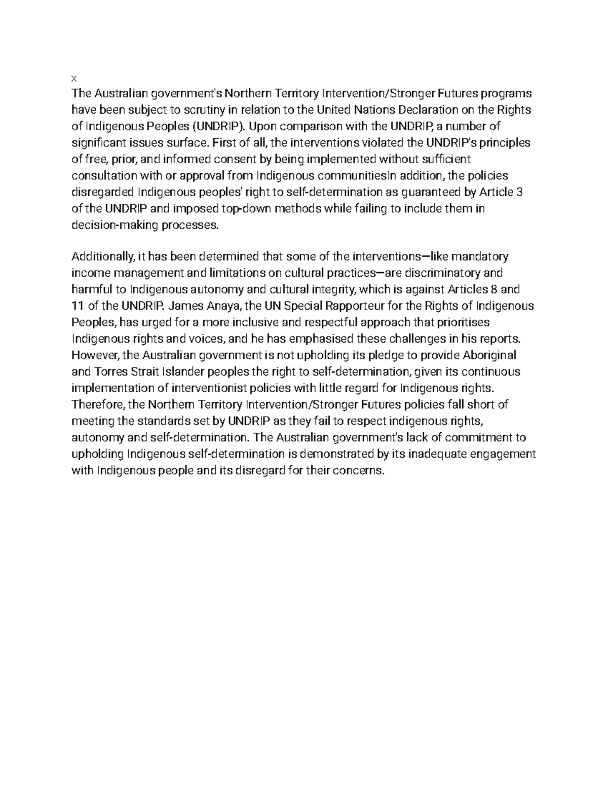 ABST1000 - Lecture Notes on UNDRIP & Australia's Intervention Policies ...